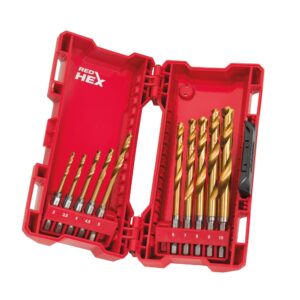 milwaukee metal drill bit set 48894759 56 g red hex titanium shockwave, 1 w, 0 v