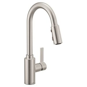 moen genta lx spot resist stainless single-handle modern kitchen faucet with pull down sprayer, reflex docking head, 7882srs