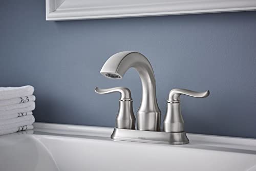 Moen Hamden Spot Resist Brushed Nickel Two-Handle 4-inch Centerset Bathroom Faucet, 84300SRN