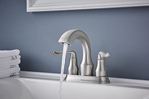 Moen Hamden Spot Resist Brushed Nickel Two-Handle 4-inch Centerset Bathroom Faucet, 84300SRN