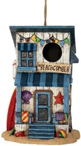 spoontiques - birdhouse - garden décor - decorative bird house for yard and garden decoration - hanging novelty birdhouse for outdoor patio - beach house birdhouse, brown, (10139)