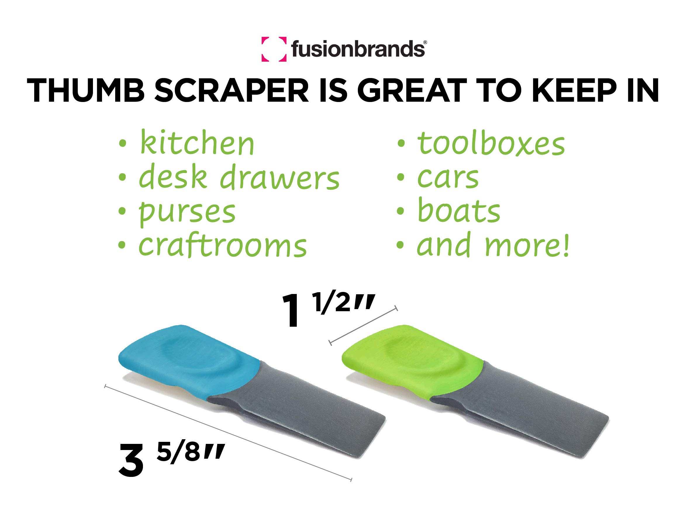 FusionBrands Thumb Scraper Tool, 2 Pack – Save Your Manicure – A Multi-Use Plastic Scraper, Ideal for Removing Price Stickers, Tags, Wax, Grime, Gum and More – Nylon with Non-Slip Grip