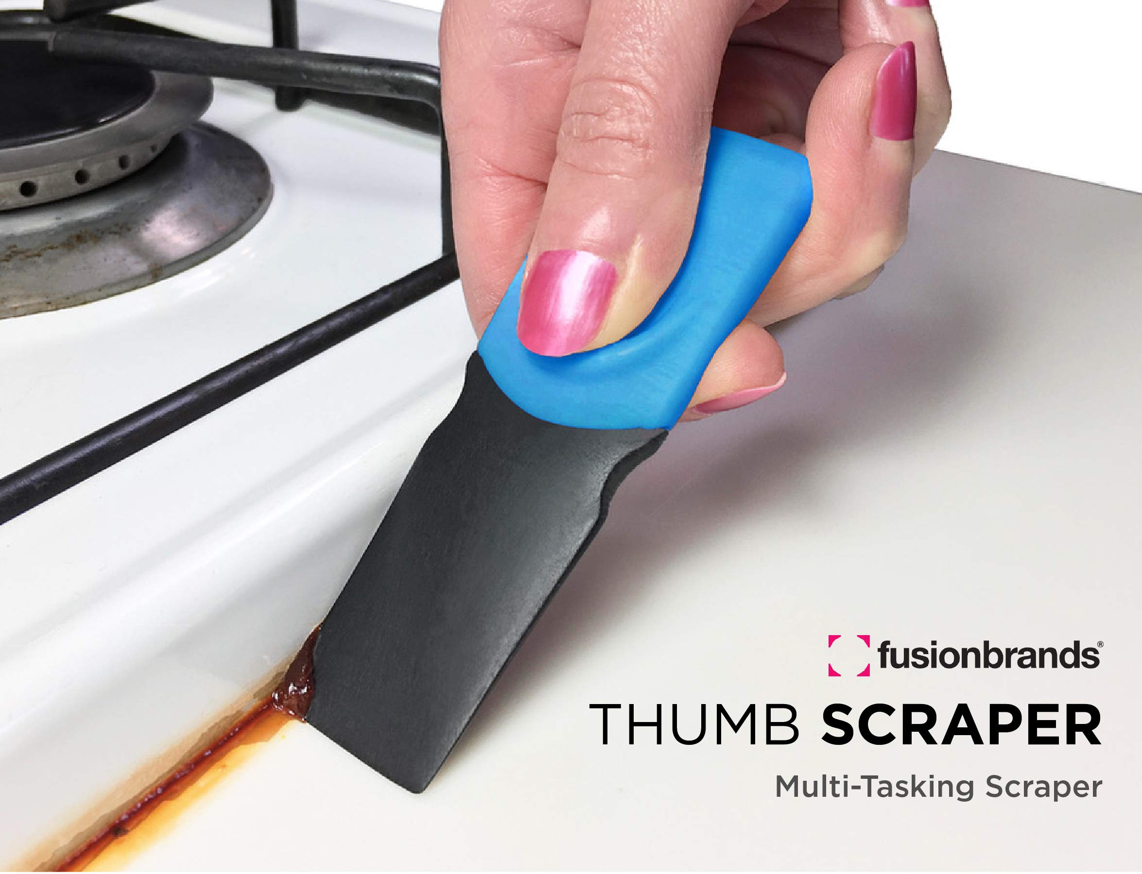 FusionBrands Thumb Scraper Tool, 2 Pack – Save Your Manicure – A Multi-Use Plastic Scraper, Ideal for Removing Price Stickers, Tags, Wax, Grime, Gum and More – Nylon with Non-Slip Grip