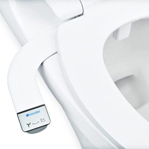 brondell bidet - thinline simplespa ss-150 fresh water spray non-electric bidet toilet attachment in white with self cleaning nozzle