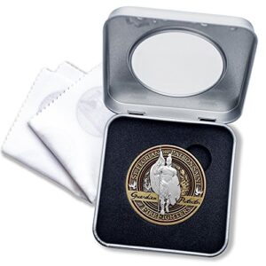 firefighter brotherhood challenge coin saint florian in deluxe display tin with bonus polishing cloth
