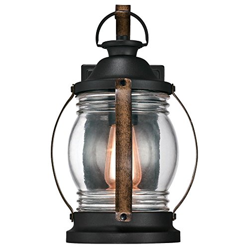 Westinghouse Lighting 6335100 Canyon One-Light Outdoor Wall Fixture, Textured Black and Barnwood Finish with Clear Glass