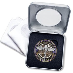 armor coin & emblem - medical team challenge coin emt | ems | honoring heroic medical professionals | medical team - with deluxe display box & polishing cloth - appreciation tribute coin