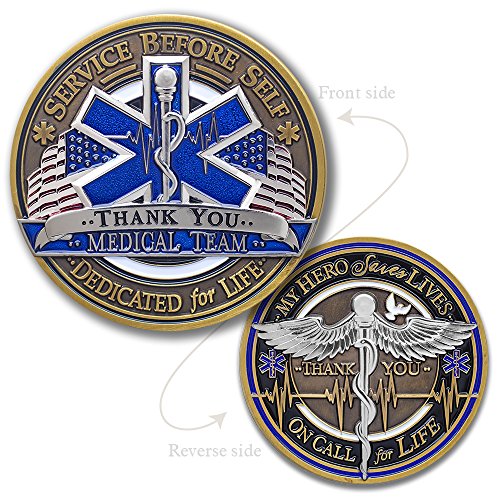 Armor Coin & Emblem - Medical Team Challenge Coin EMT | EMS | Honoring Heroic Medical Professionals | Medical Team - with Deluxe Display Box & Polishing Cloth - Appreciation Tribute Coin