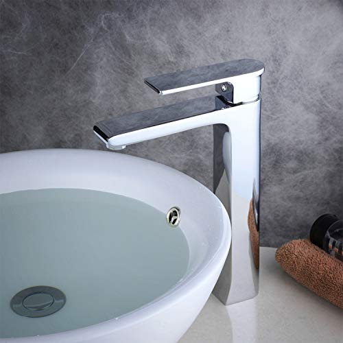 Contemporary Single Handle Tall Vessel Sink Bathroom Faucet, Lavatory Basin Mixer Tap,Chrome