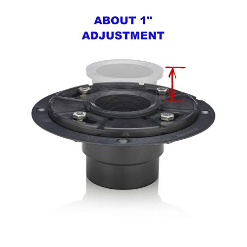 Shower Drain Base with Adjustable Ring + Rubber Coupler for Linear Shower Drain Installation