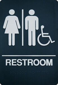 corko manufacturing signs unisex braille restroom sign - bathroom sign with double sided 3m tape