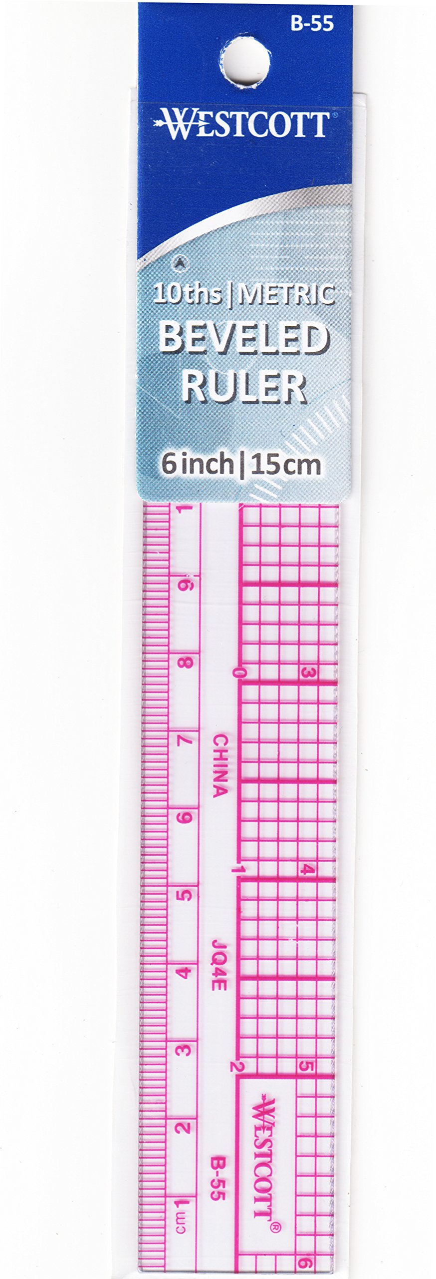 Westcott B-55, 6"/15cm 10ths/Metric Beveled Ruler. (3 pack)