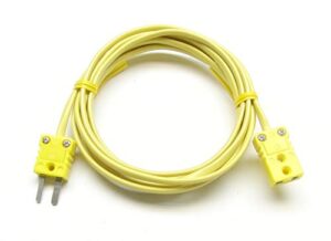 k-type thermocouple extension cable wire with miniature mini type k thermocouple connectors 3 ft (= 1 yard) long