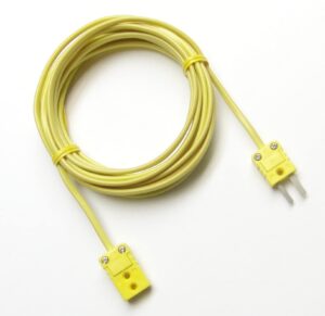 k-type thermocouple extension cable wire with miniature mini thermocouple connectors 15 ft (= 5 yard) long