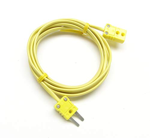 K-Type Thermocouple Extension Cable Wire with Miniature Mini Type K Thermocouple Connectors 6 ft (= 2 Yard) Long