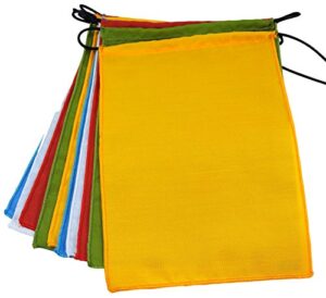 blank prayer flags set of 10 flags surged edge. five tibetan traditional colors which are yellow, green, red, white and blue. each color represents an element.