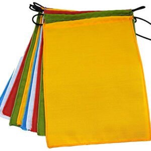 Blank prayer flags set of 10 flags surged edge. five Tibetan traditional colors which are Yellow, green, red, white and blue. Each color represents an element.