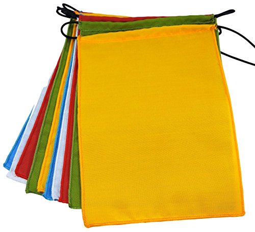 Blank prayer flags set of 10 flags surged edge. five Tibetan traditional colors which are Yellow, green, red, white and blue. Each color represents an element.