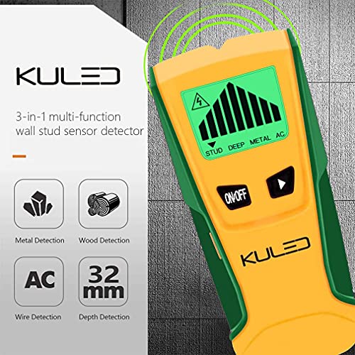 Stud Finder, 3 in 1 Multi-Function Wall Stud Sensor Detector with LCD Display and Sound Warning for AC Live Wire, Wood, Metal, Deep Scanning KULED M79