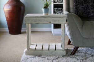 white slatted end table