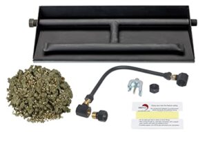 dreffco 24" natural gas powder coated steel complete fireplace dual row burner pan kit for 24" log set. now includes a bonus bag of glowing embers!