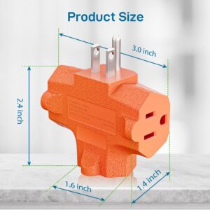 3-Outlet Grounding Adapter, Kasonic [UL Listed] Plug Extender, Heavy-Duty Grounded Power Tap - 3 Pack (Orange)