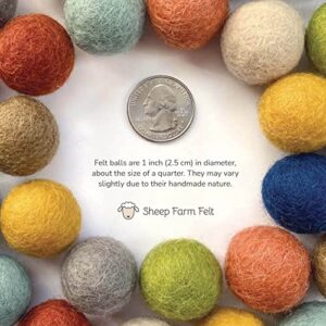 "Tranquil Mint" Adjustable Handmade Felt Ball Garland by Sheep Farm Felt- Mint Pom Pom Garland. 1 inch balls. 7 feet. 28 felt balls