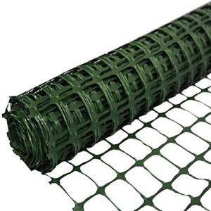 abba patio snow fence plastic garden fencing roll temporary safety construction mesh fence outdoor for gardening, yard, patio, pet, rabbit, poultry, 4' x 100' feet, 3.25" mesh, green
