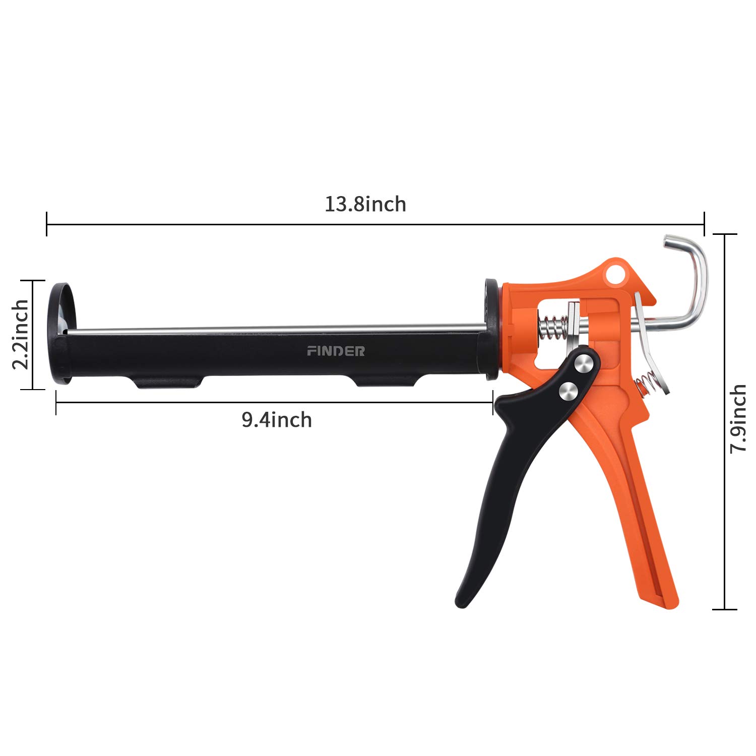 Finder Standard Size 10oz Silicone Caulking Gun, Manual Cartridge Rod Cradle，Fits 10 oz tube/cartridge (Caulking gun only)