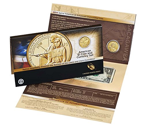 2014 D Sacagawea Coin And Currency Set Enhanced Dollar Uncirculated US Mint