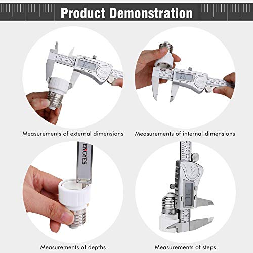 Digital Caliper Micrometer Measuring Tool - Stainless Steel Electronic Vernier Calipers, 6 Inch /150mm IP54 Waterproof Accurate Gauge with LCD Screen Inch Fractions Millimeter Conversion