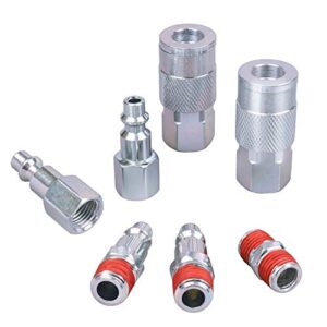 wynnsky air coupler and plug kit, 1/4 inch npt air fittings industrial type, 7 piece air compressor accessories kit