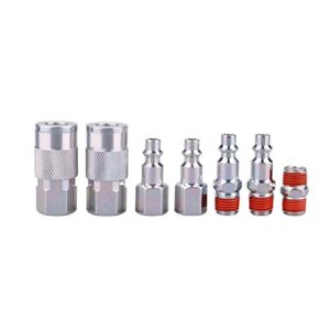 WYNNsky Air Coupler and Plug Kit, 1/4 Inch NPT Air Fittings Industrial Type, 7 Piece Air Compressor Accessories Kit