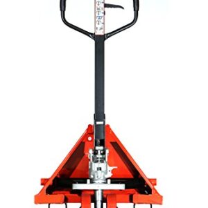 Mighty Lift ML55C Heavy Duty Pallet Jack Truck, Wheels, Polyurethane on Steel, 50" Height, 27" Width, 48" Length, 5500 lb. Load Capacity, Orange