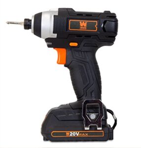 wen cordless impact driver with 20v max battery, bits, charger and carrying bag (49135)