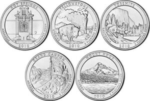 2010 d bu national parks quarters - 5 coin set uncirculated