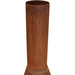 Sunnydaze 6-Foot Rustic Oxidized Cold-Rolled Steel Mexican-Style Chiminea - Rust Patina - Built-in Wood Grate