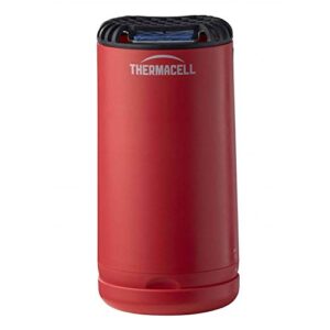 thermacell patio shield mosquito repeller glacial blue easy to use highly effective provides 12 hours of deet-free mosquito repellent scent-free no spray no smoke & cordless, red
