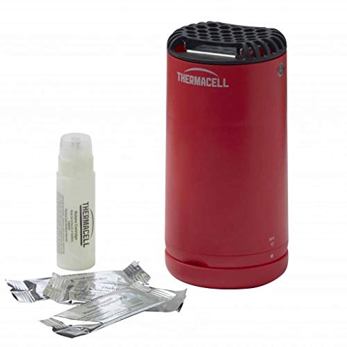 Thermacell Patio Shield Mosquito Repeller Glacial Blue Easy to Use Highly Effective Provides 12 Hours of DEET-Free Mosquito Repellent Scent-Free No Spray No Smoke & Cordless, Red