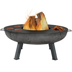 sunnydaze 40-inch cast iron fire pit bowl with cooking ledge - wood burning