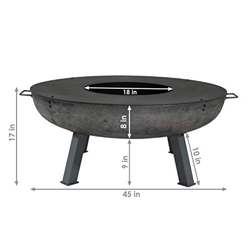 Sunnydaze 40-Inch Cast Iron Fire Pit Bowl with Cooking Ledge - Wood Burning