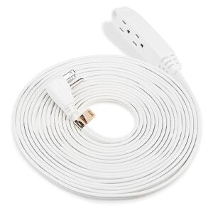 clearmax, 25 ft, 3 prong extension cord with multiple outlets, heavy duty 3 outlet extension cord with flat head, power outlet for use in home, garage or workshop, 16 awg indoor extension cord, white