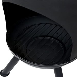 Sunnydaze 5-Foot Black Cold-Rolled Steel Modern Chiminea with Durable Wood Grate - Heat-Resistant Paint Finish