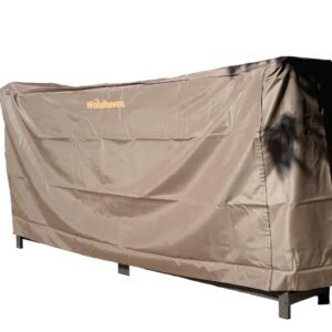 Woodhaven 10 Foot Waterproof Full Cover - Covers 1/2 Cord Plus Outdoor Firewood Rack - Reinforced Vinyl With Velcro Straps - Keeps Logs Dry (Brown)