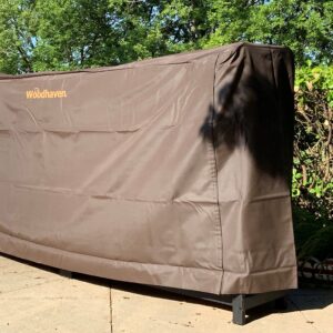 Woodhaven 10 Foot Waterproof Full Cover - Covers 1/2 Cord Plus Outdoor Firewood Rack - Reinforced Vinyl With Velcro Straps - Keeps Logs Dry (Brown)