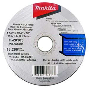 Makita 5 Pack - 4.5" Cut Off Wheels For 4.5" Grinders - Aggressive Cutting For Metal & Stainless Steel/INOX - 4-1/2" x .045" x 7/8-Inch