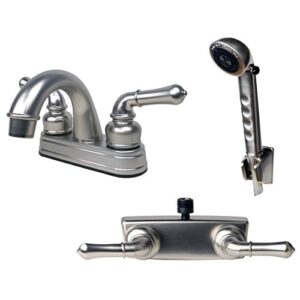 Builders Shoppe 2001BN/3220BN/4120BN RV Bathroom Faucet with Matching Hand Shower Combo Brushed Nickel Finish