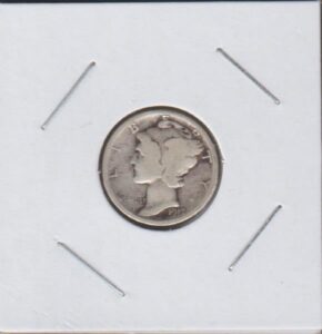 1917 s winged liberty head or"mercury" (1916-1945) dime about good