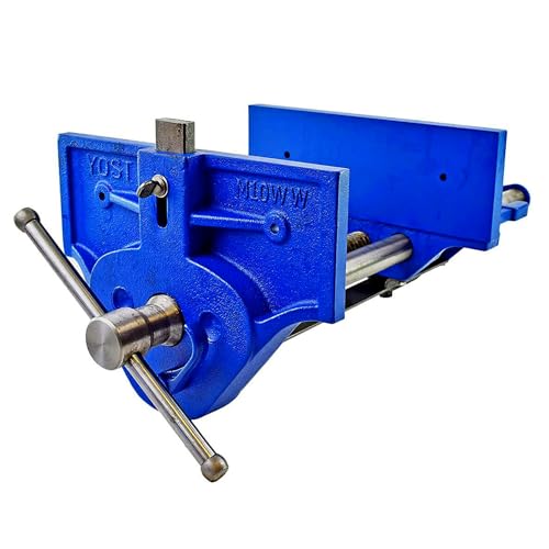 Yost Vises M10WW Rapid Action Woodworking Vise | Quick Release Lever for Quick Adjustments | 10 Inch Jaw Width | Made with Heavy-Duty Cast Iron | Blue