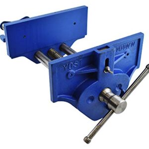 Yost Vises M10WW Rapid Action Woodworking Vise | Quick Release Lever for Quick Adjustments | 10 Inch Jaw Width | Made with Heavy-Duty Cast Iron | Blue